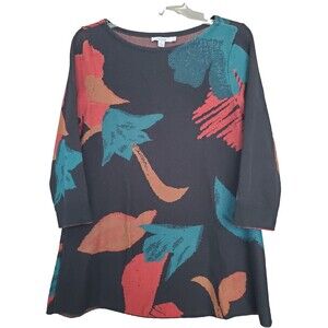 Chico's Cotton Blend Boat Neck 3/4 Sleeve Sweater Tunic Size 1 Medium